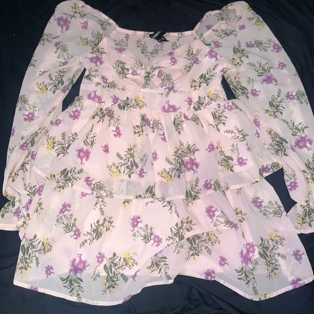 Floral Tiered Dress with Puff Sleeves